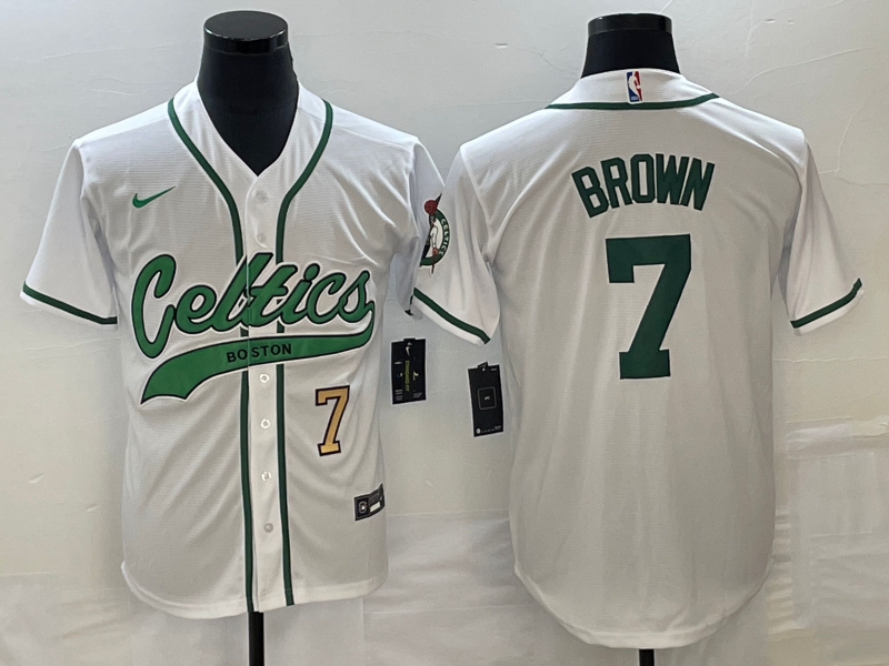 Nike 2023 Men Boston Celtics #7 Brown white Nike NBA Jerseys